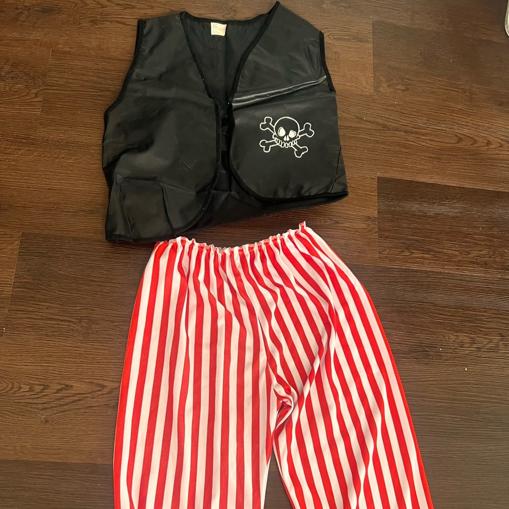 Pirate Costume with Skull Vest and Striped Pants
